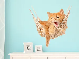 Наклейка на стіну GRAZDesign Baby Cat on Hammock 51 x 50 см synthetic.ua - Фото 1