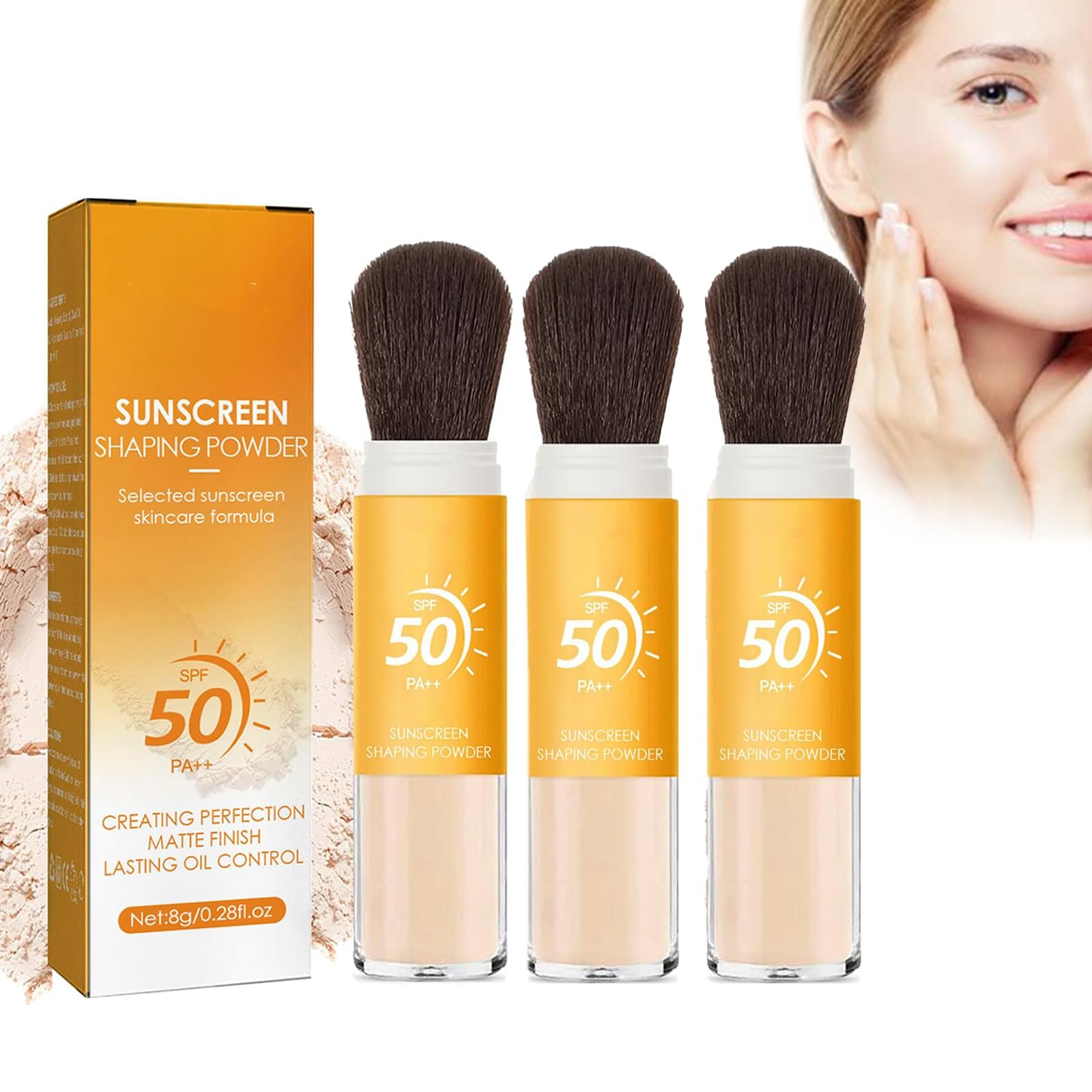 Пудра Сонцезахисна мінеральна SPF 50++ з пензлем (3 шт), фото №1