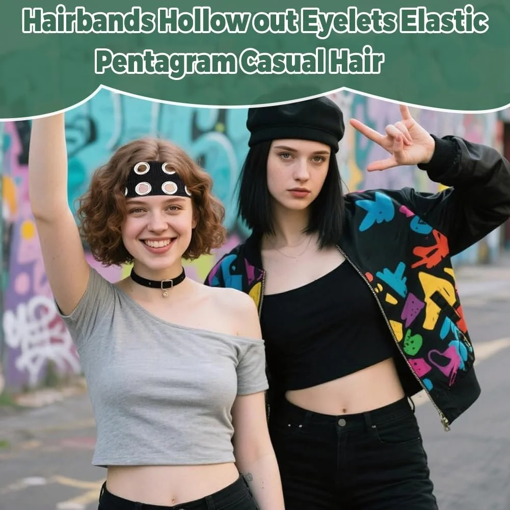 Набір з 2 еластичних пов'язок на голову з порожнистими люверсами, фото №7