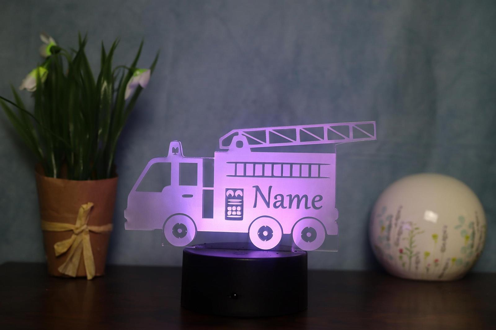 Настольная светодиодная лампа Пожарная машина Персонализированная, фото №5