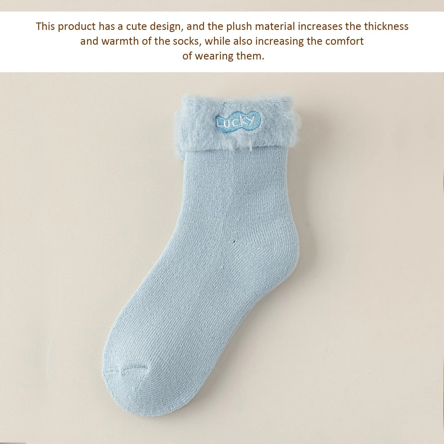 2 пары женских носков для бутылки с водой, милые плюшевые носки, толстые носки для бутылки с водой, носки до икр, домашние носки, носки для сна, голубые, M, фото №4