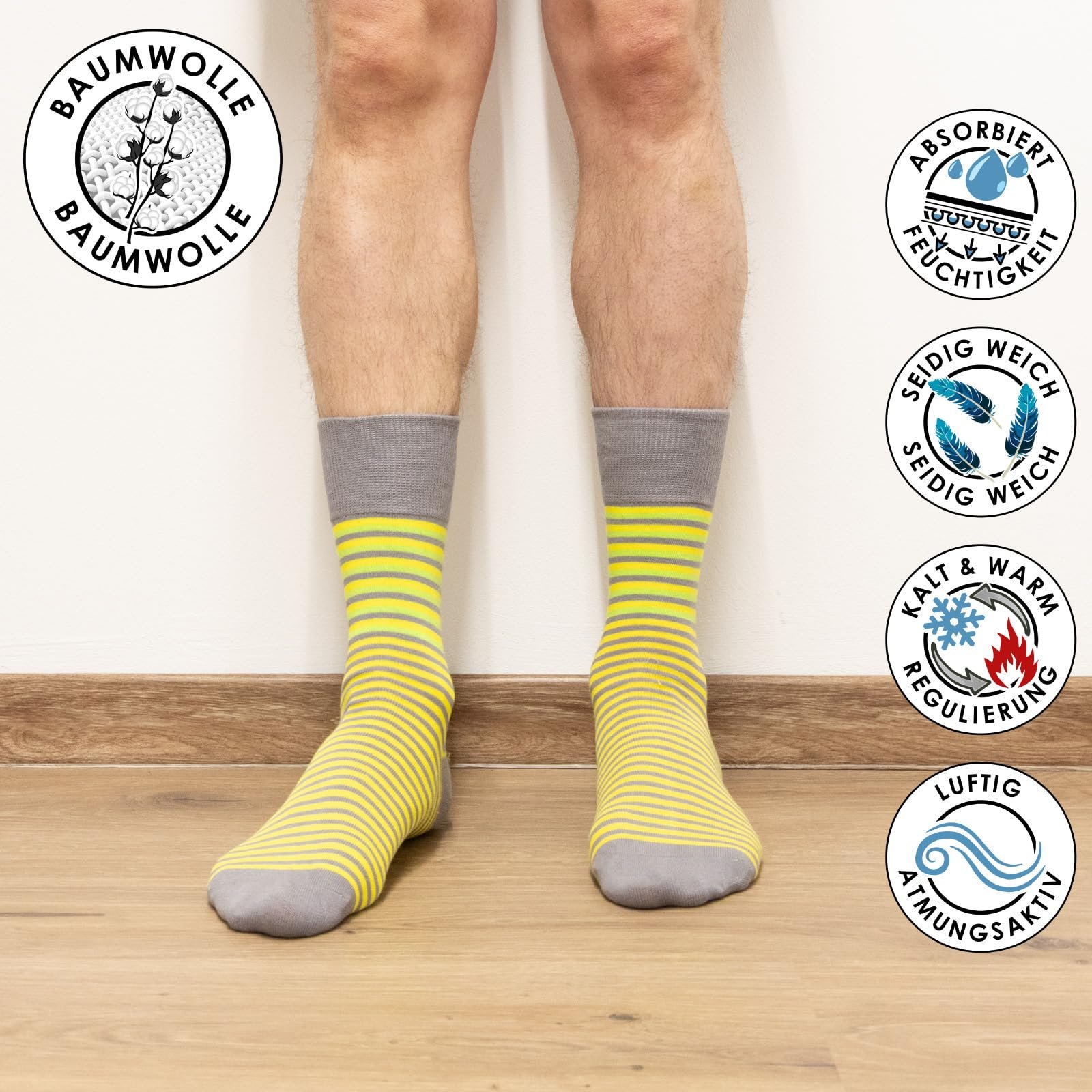 Полосатые носки хлопковые разноцветные, фото №3