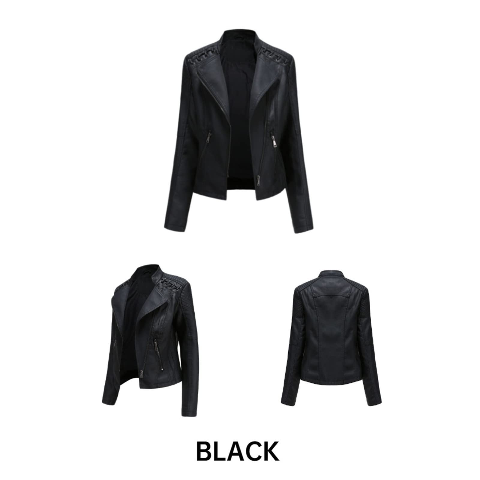 Женская Кожаная Куртка Generisch Slim Короткая С Капюшоном Искусственная Кожа Молния Мотоциклетная Куртка Весна Осень Коричневый Ретро, фото №4 Женская Кожаная Куртка Generisch Slim Короткая С Капюшоном Искусственная Кожа Молния Мотоциклетная Куртка Весна Осень Коричневый Ретро, фото №4