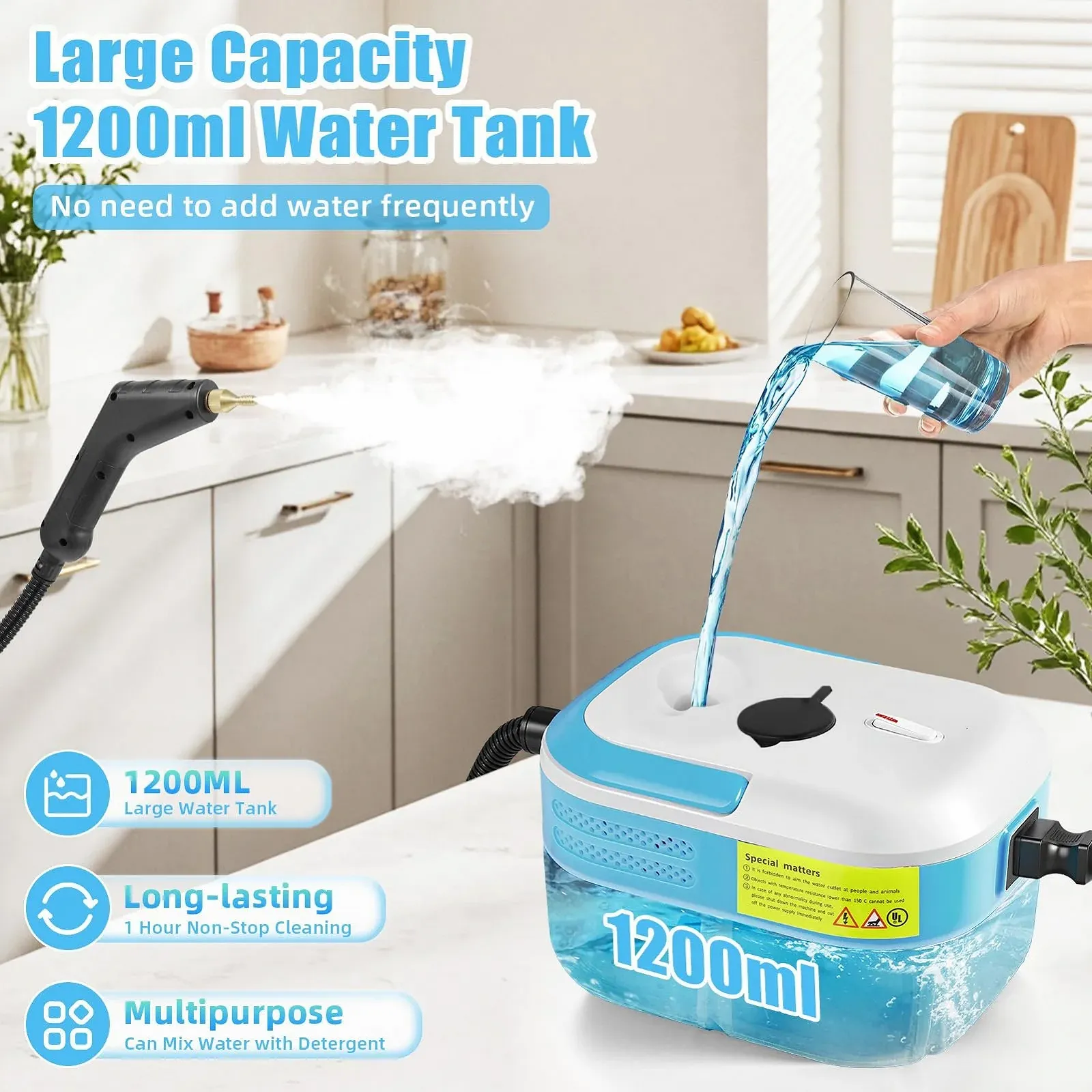 Ручний пароочисник 3 бар 1,2 л Blue, фото №7 Ручний пароочисник 3 бар 1,2 л Blue, фото №7