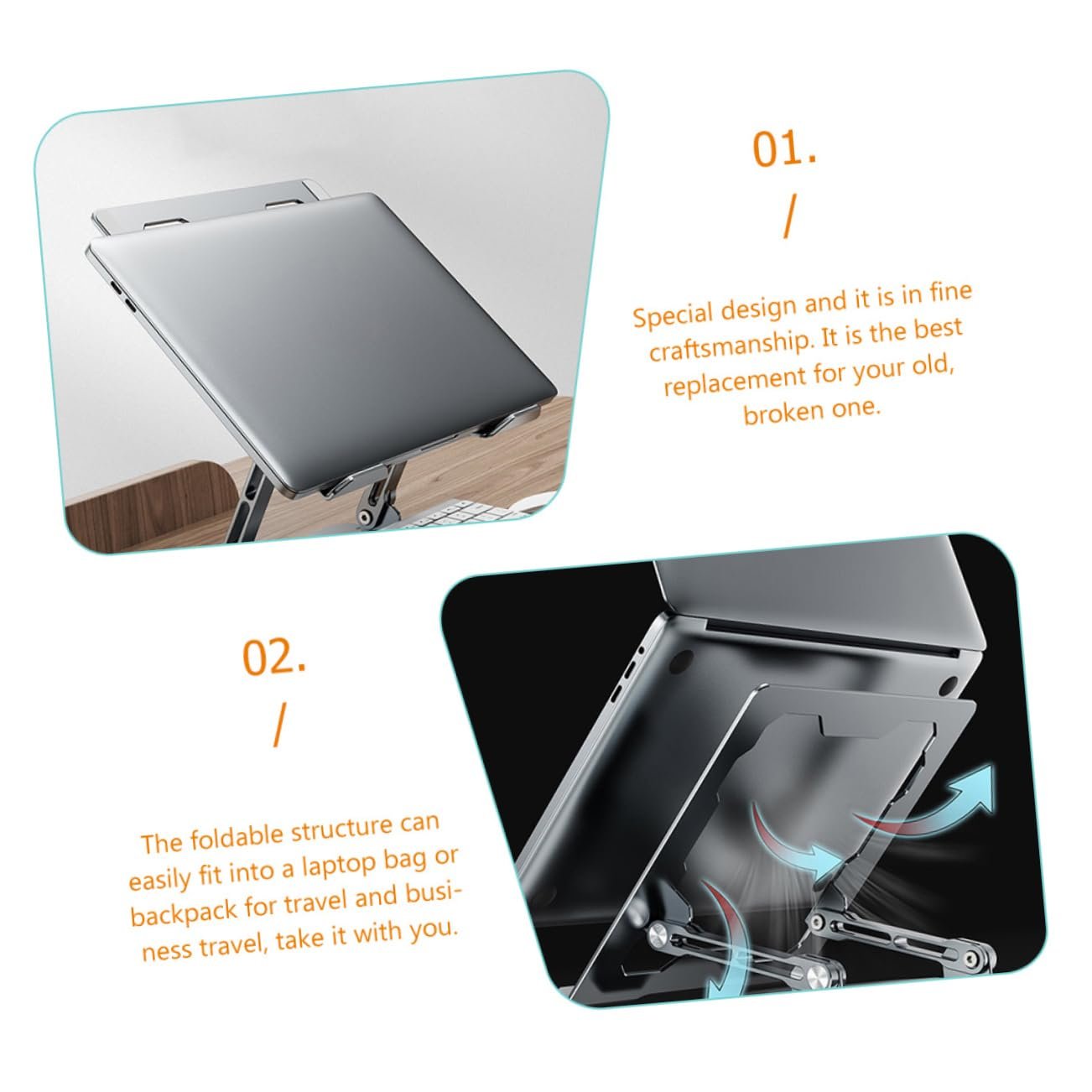 Регульована алюмінієва підставка для ноутбука Veemoon. Ергономічна Стабільна та практична, регульована по висоті для дому, офісу та подорожей, фото №7 Регульована алюмінієва підставка для ноутбука Veemoon. Ергономічна Стабільна та практична, регульована по висоті для дому, офісу та подорожей, фото №7