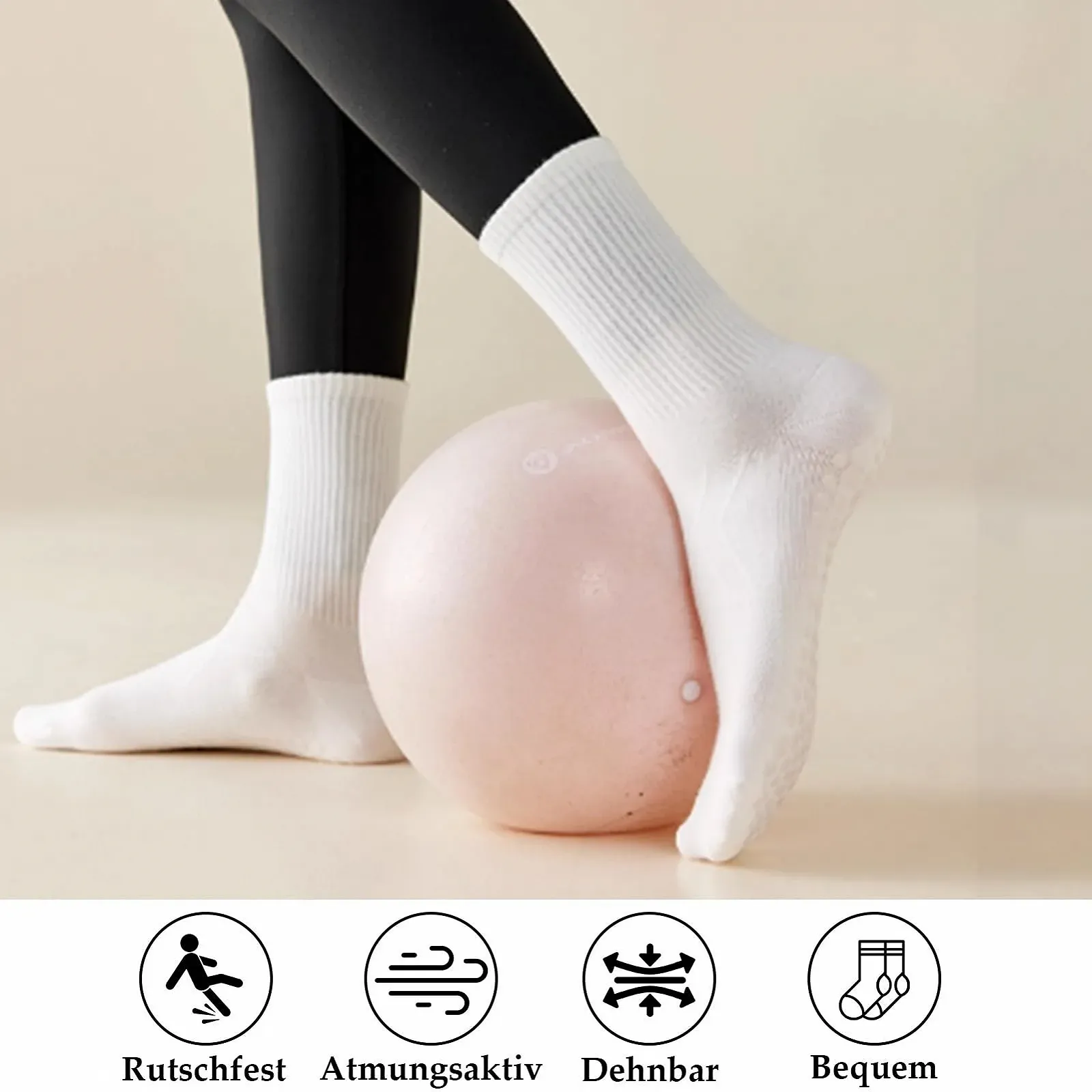 Шкарпетки для пілатесу (4 пари) Нековзні шкарпетки, фото №5 Шкарпетки для пілатесу (4 пари) Нековзні шкарпетки, фото №5