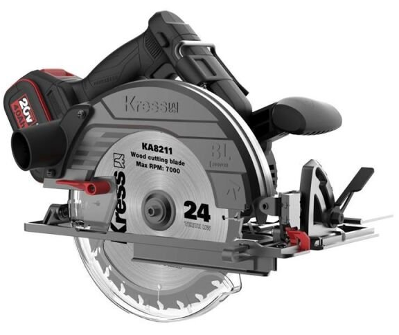 Пила циркулярна акумуляторна Kress KUE15 20V BL / 185мм / 65мм пропил / 5500 об/хв + дриль-шуруповерт Kress KUA72.91 / 20V / 65 Нм / Безщітковий / Чорна, фото №3