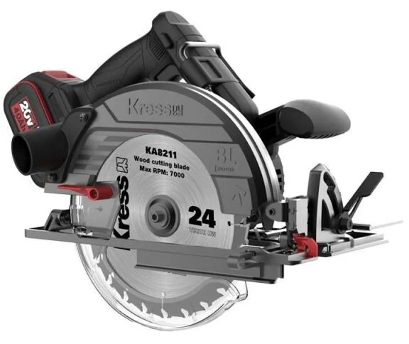 Пила циркулярная аккумуляторная Kress KUE15 20V BL / 185мм / 65мм пропил / 5500 об/мин / Черная, фото №3