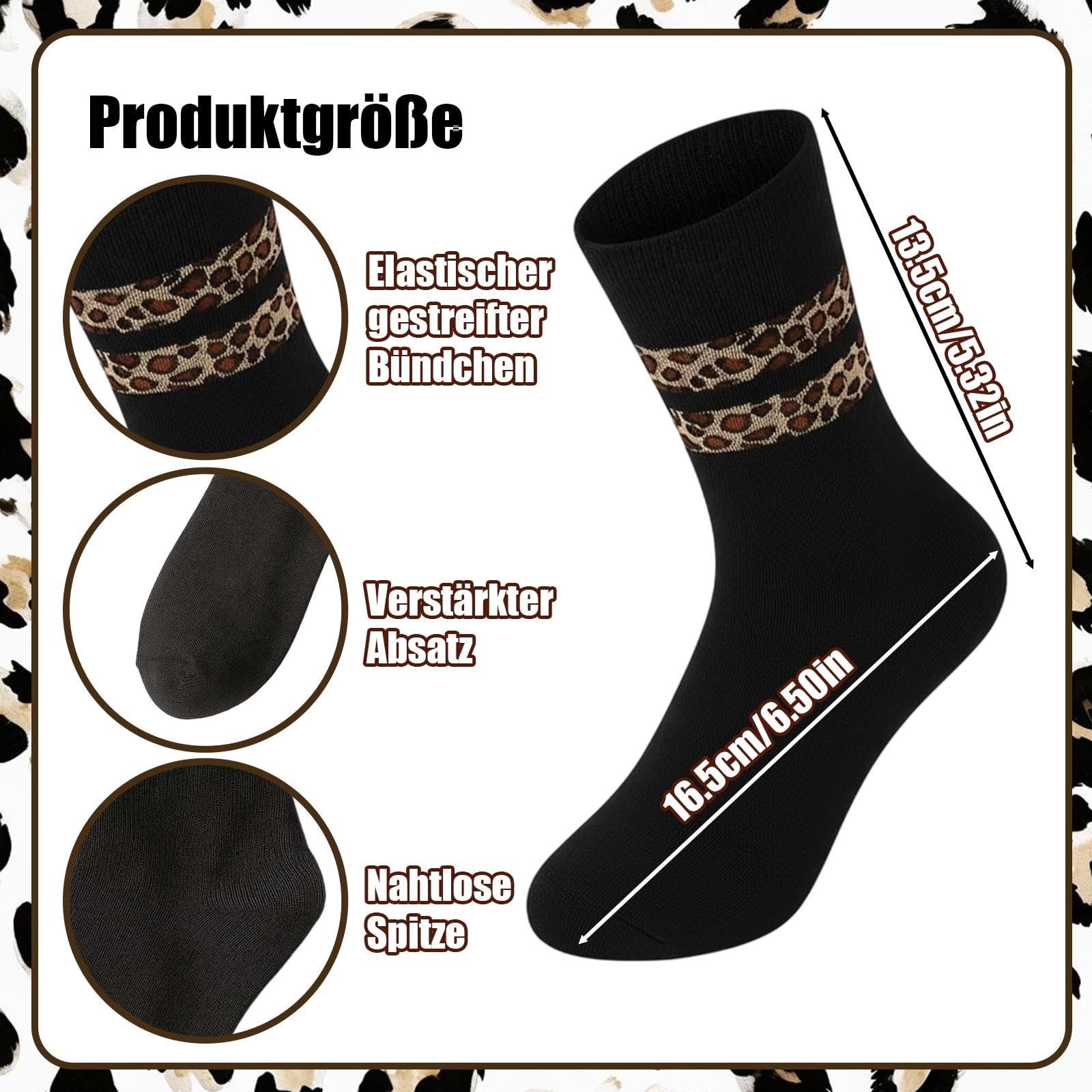 Спортивні шкарпетки з леопардовим принтом 6 пар, 36-42, фото №2