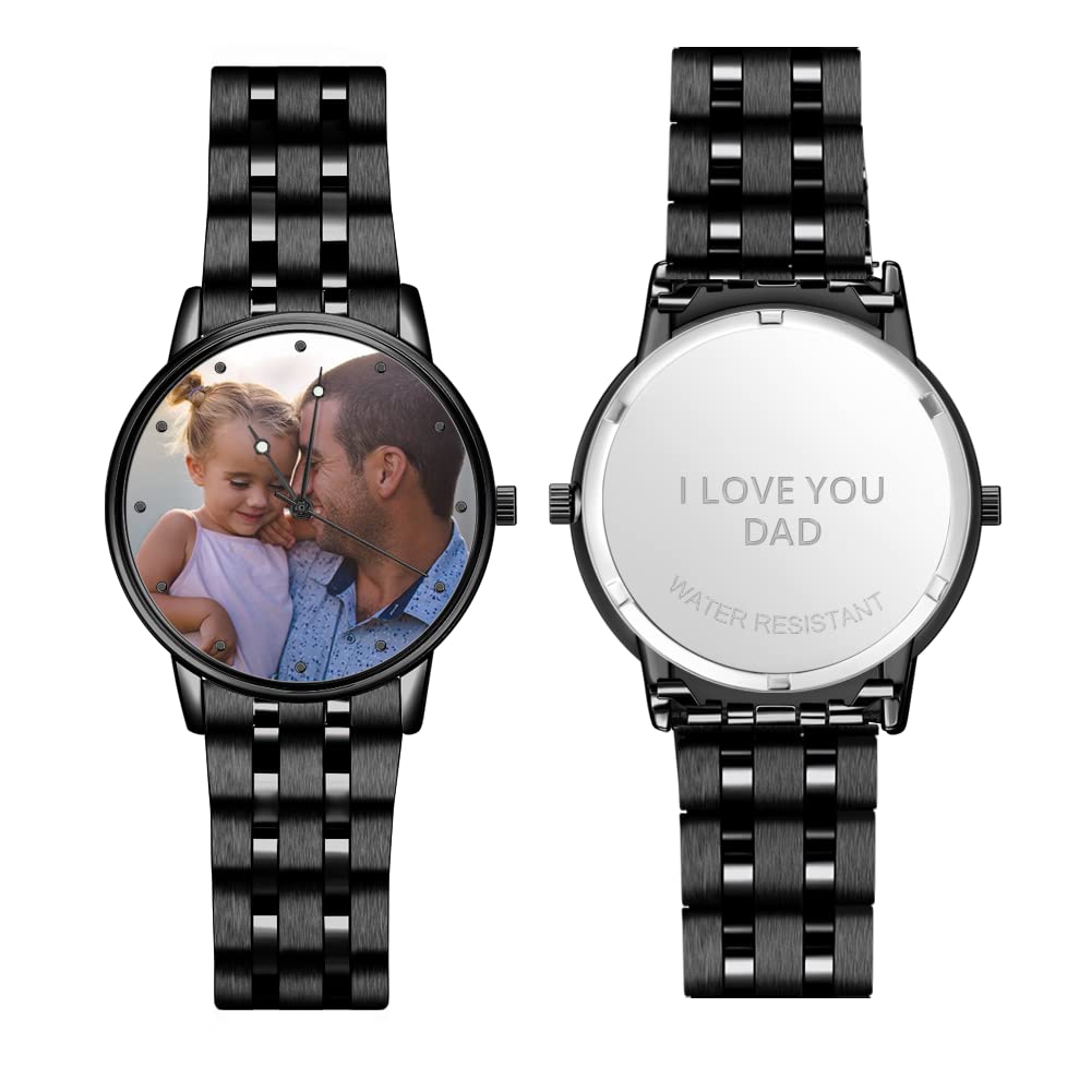 Часы VEELU Personalised Photo для мужчин Watch с фото аналоговый металлический ремешок серебристый/розовое золото классический циферблат водостойкий, фото №1