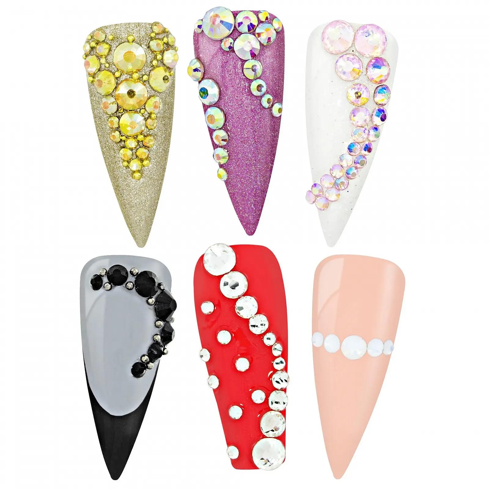 Стрази для нігтів Premium S02 Блискучі різних кольорів та розмірів, фото №4 Стрази для нігтів Premium S02 Блискучі різних кольорів та розмірів, фото №4