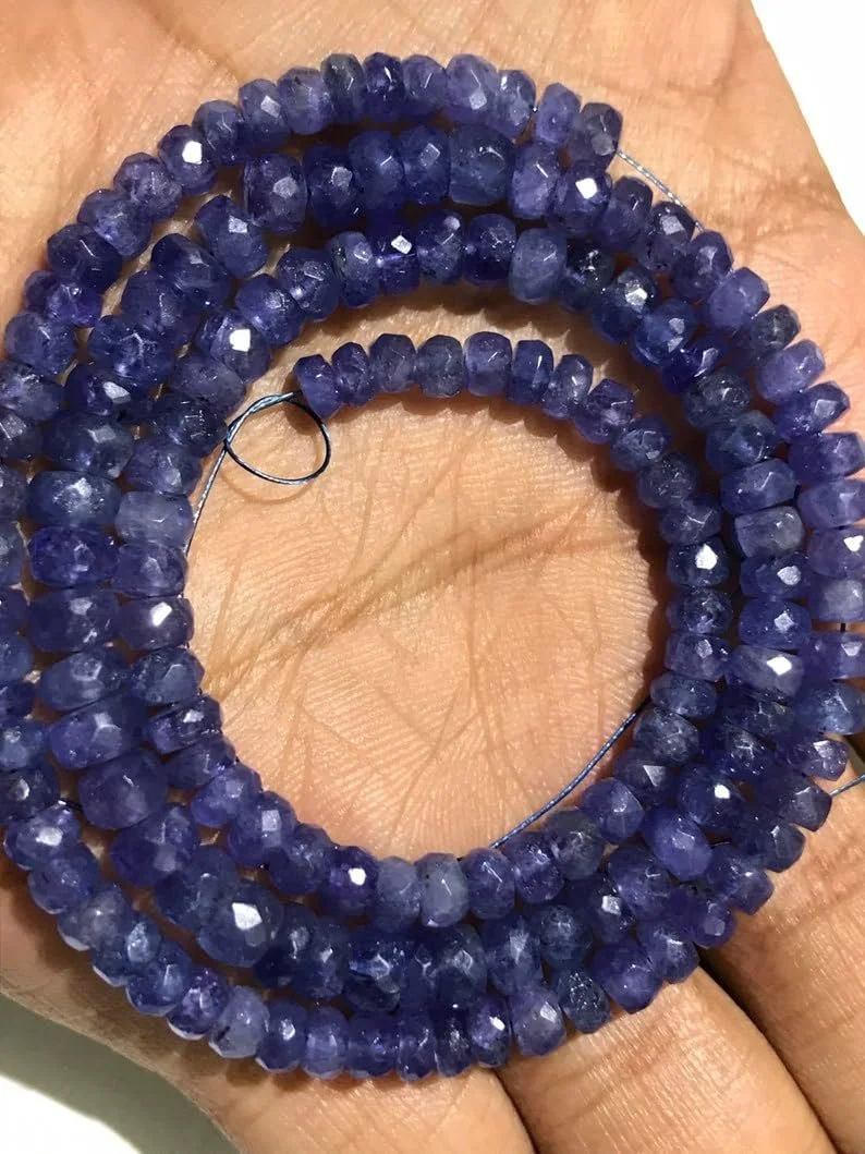 Намистини Танзаніт ограновані рондель 4-5.5 мм, нитка довжиною 46 см, камінь для намиста та браслета, фото №2