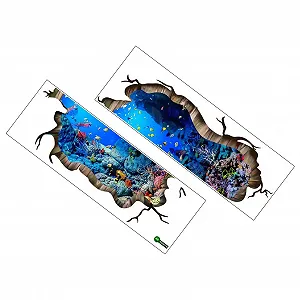 Наклейка на стену Veemoon Океан 3D Морские обитатели ПВХ Самоклеящаяся - Фото 1