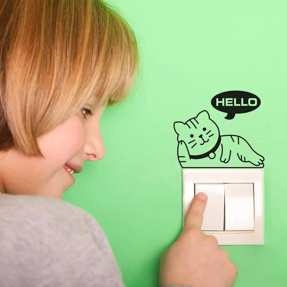 Набір наклейок на вимикач Cat Dog 12 штук Black, фото №3