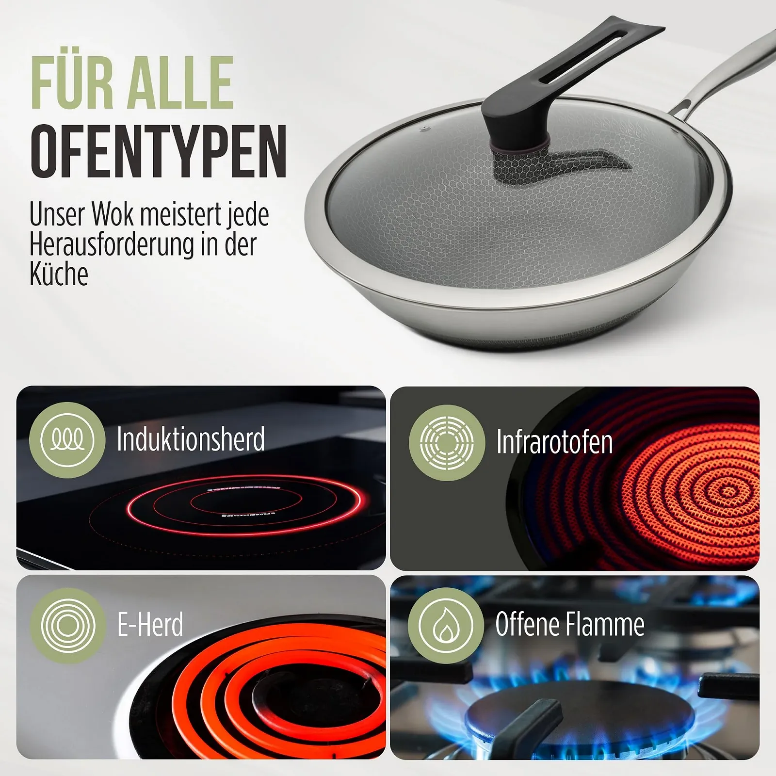 Сковорода-Wok CioMond 28 см, нержавеющая сталь, антипригарное покрытие, фото №4 Сковорода-Wok CioMond 28 см, нержавеющая сталь, антипригарное покрытие, фото №4