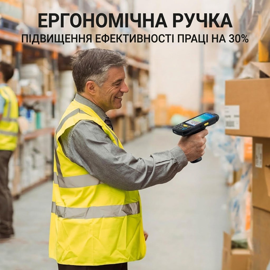 Термінал збору даних 4" Tera P160 3/32 ГБ 4G 1 SIM 13Мп 8 ядер Android 10 Чорний, фото №6