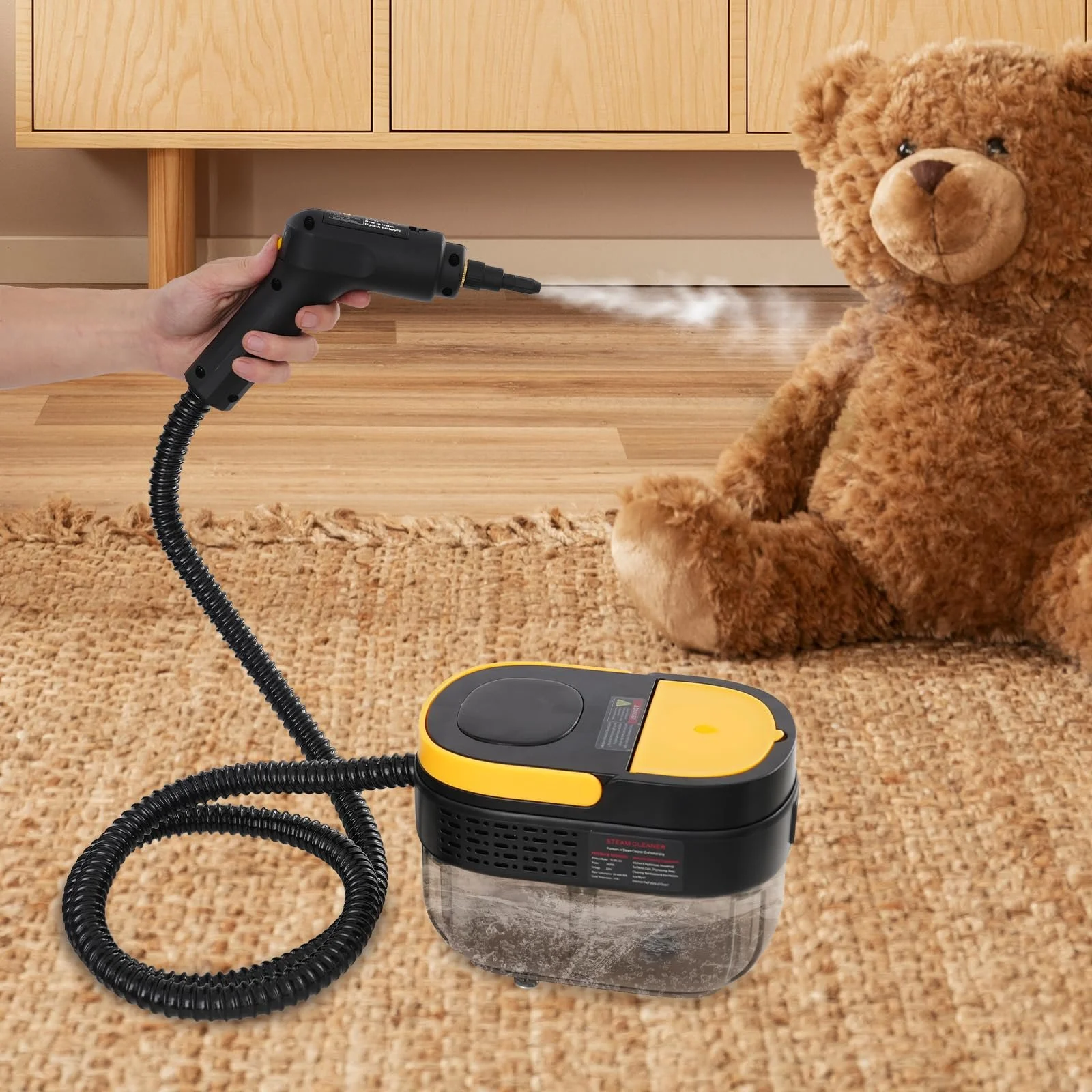 Пароочисник ручний 1500 Вт високого тиску з баком 1600 мл та 8 аксесуарами, фото №1