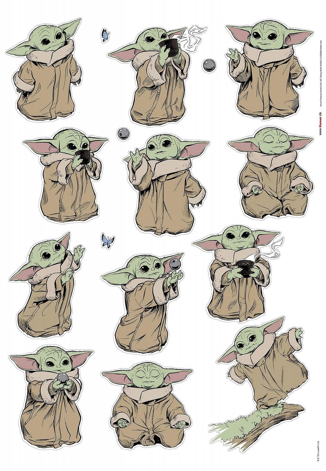 Наклейка на стену Komar Star Wars The Mandalorian Grogu The Cutest 50 x 70 см Brown Green, фото №2