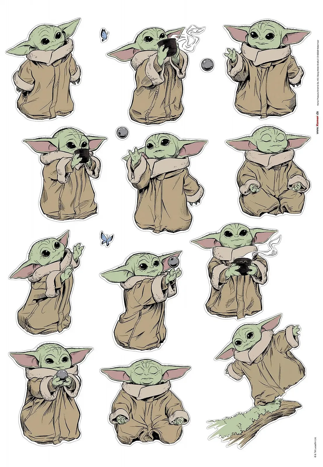 Наклейка на стену Komar Star Wars The Mandalorian Grogu The Cutest 50 x 70 см Brown Green, фото №2