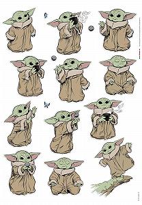 Наклейка на стену Komar Star Wars The Mandalorian Grogu The Cutest 50 x 70 см Brown Green synthetic.ua - Фото 1