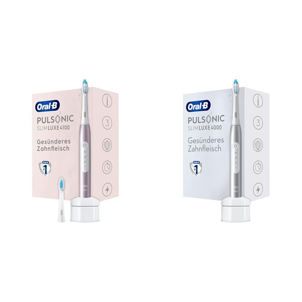 Звукова Зубна Щітка Oral-B Pulsonic Slim Luxe 4100, 2 змінні насадки, 3 режими чищення, Рожеве Золото та Звукова Зубна Щітка Oral-B Pulsonic Slim Luxe 4000, Платина, фото №1