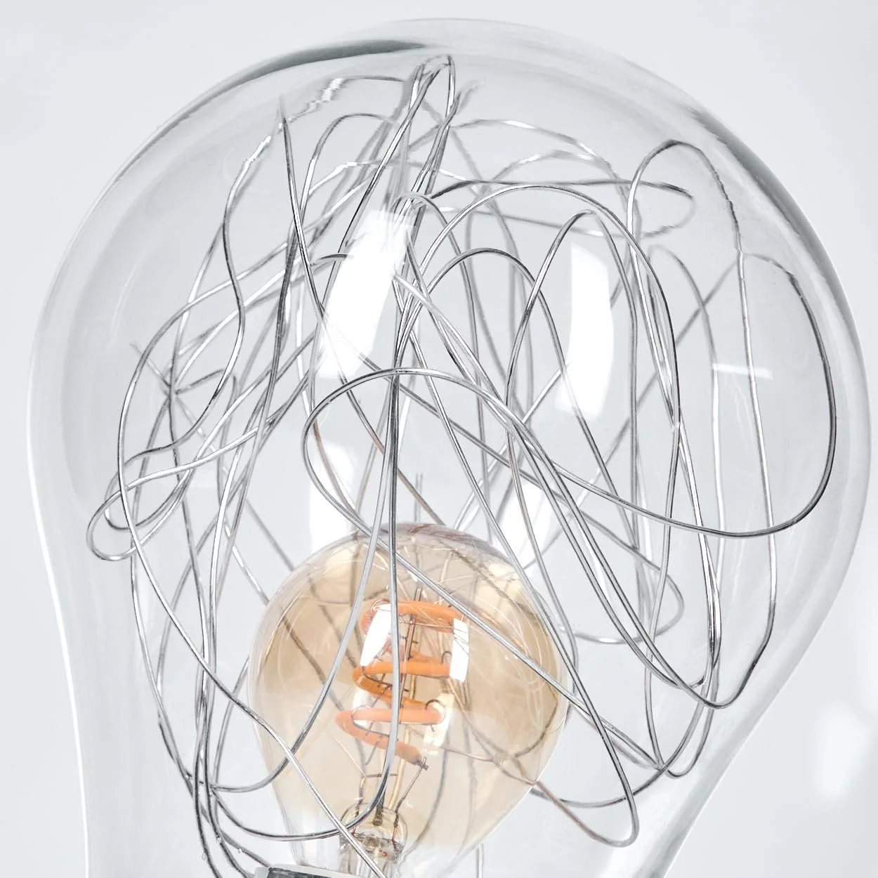 Настільна лампа HOFSTEIN Tryan металева скляна 24 см E14 Chrome Clear, фото №4