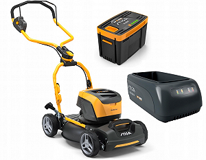 Купить Аккумуляторная газонокосилка Stiga Multiclip 547e Kit / 1300W / 48V 4Ah / до 500 м² / 45 см ширина скашивания / Желтый-черный - Фото 1 Аккумуляторная газонокосилка Stiga Multiclip 547e Kit / 1300W / 48V 4Ah / до 500 м² / 45 см ширина скашивания / Желтый-черный - Фото 1