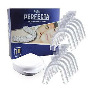 Нічна шина Perfecta Pack of 10 для бруксизму та СНЩС, шина проти хропіння, без BPA, шина для зубів з футляром - Фото 1