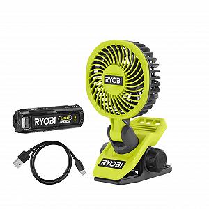Вентилятор Ryobi USB-LITHIUM RCF4-120G з кліпсою, 4V, поворотний на 325° та обертовий на 180° - Фото 1