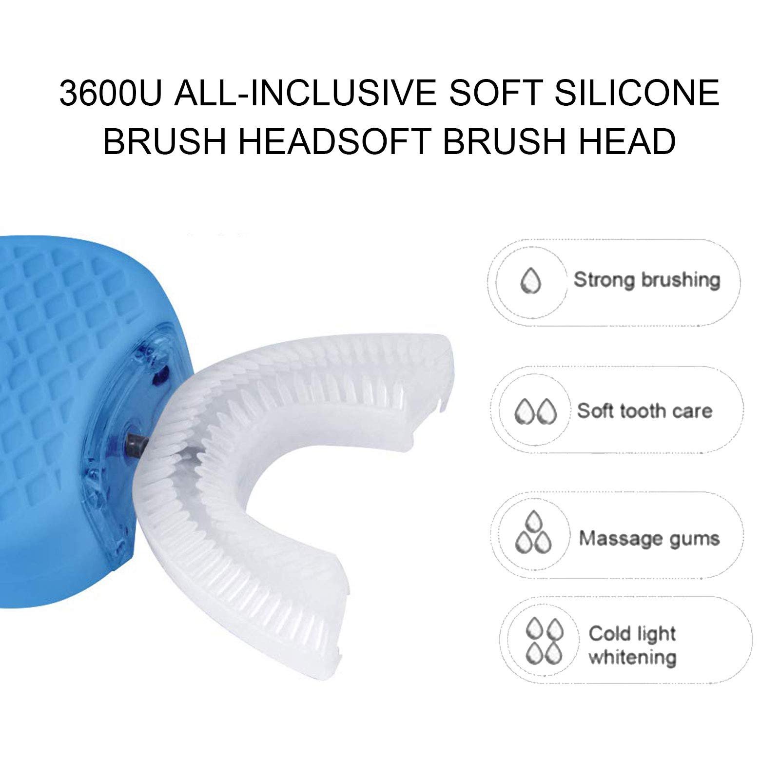 Ультразвукова зубна щітка 360° Automatic U-shaped Чорна, фото №5