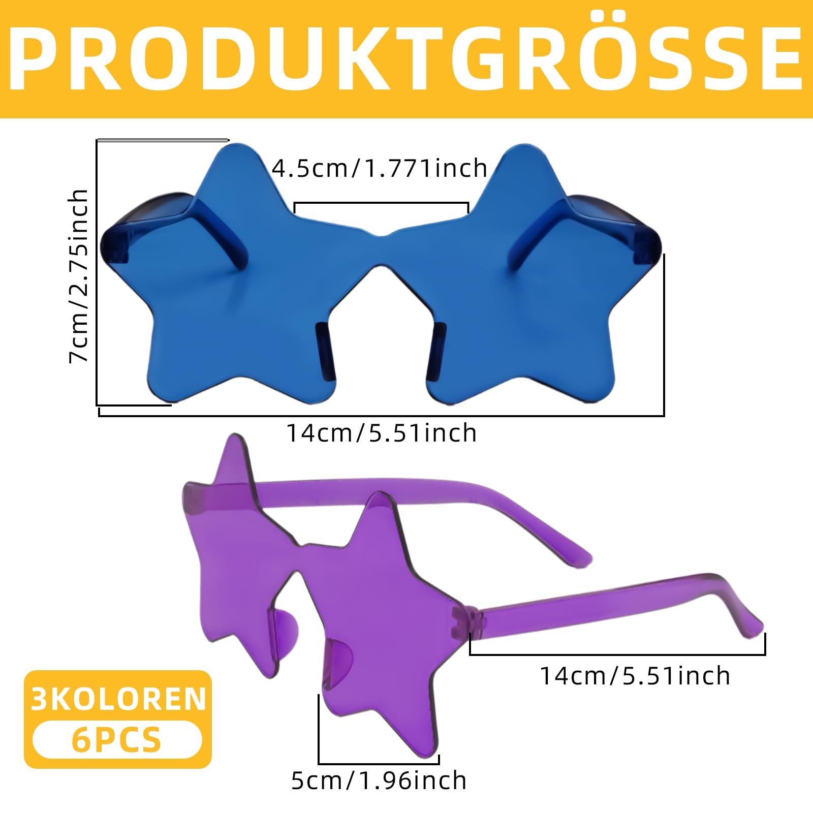 Сонцезахисні Окуляри Зірка Різнокольорові, 6 пар, фото №2