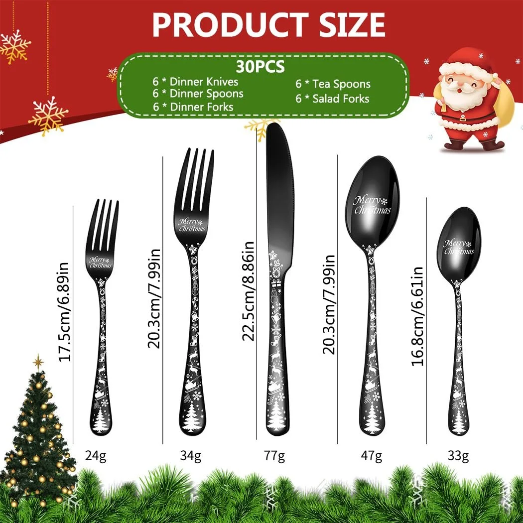 Набор столовых приборов XIAOYU Christmas, 30 предметов, фото №3