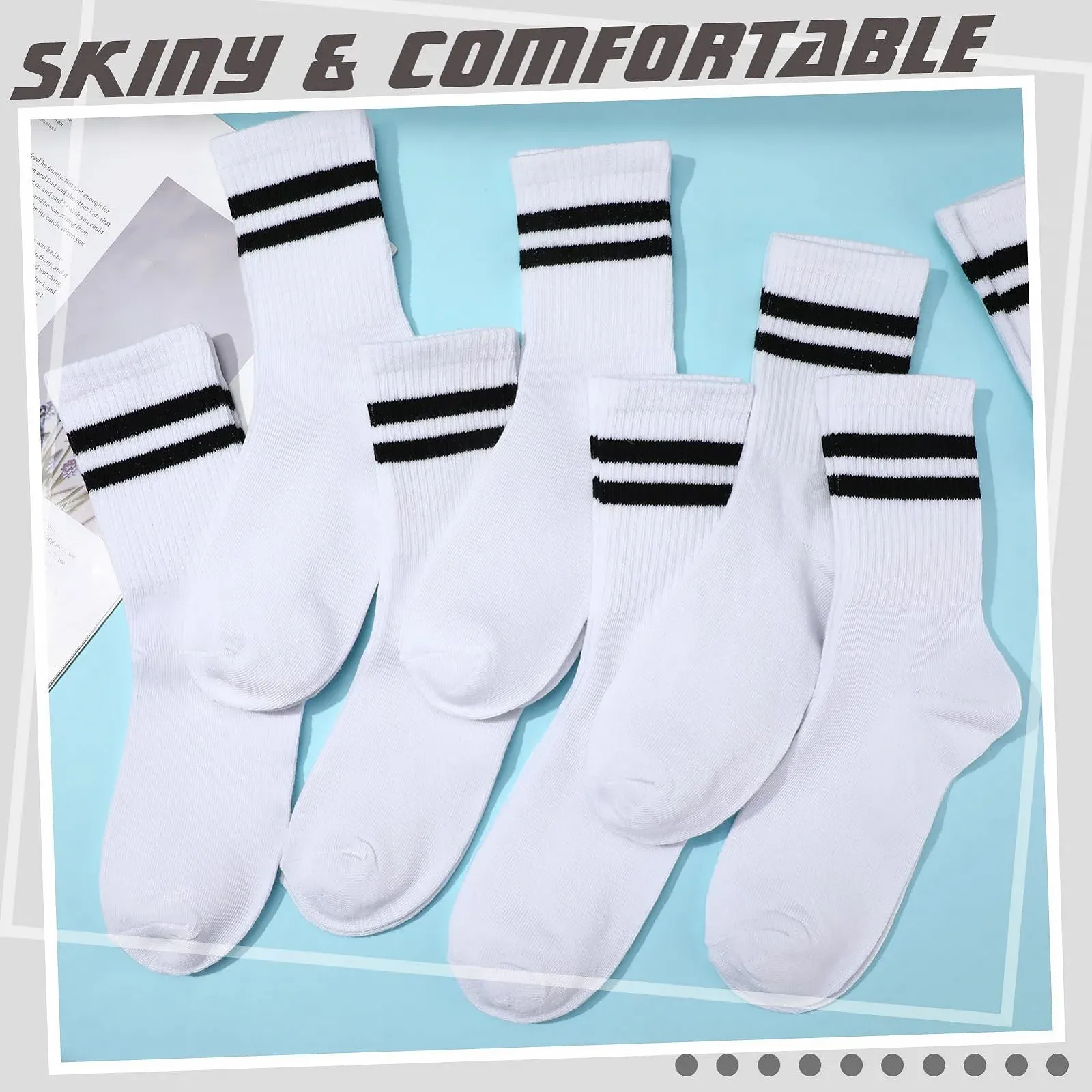 Спортивні шкарпетки Білі Чоловічі Жіночі 8 пар Тенісні шкарпетки зі смужками 36-40, фото №4