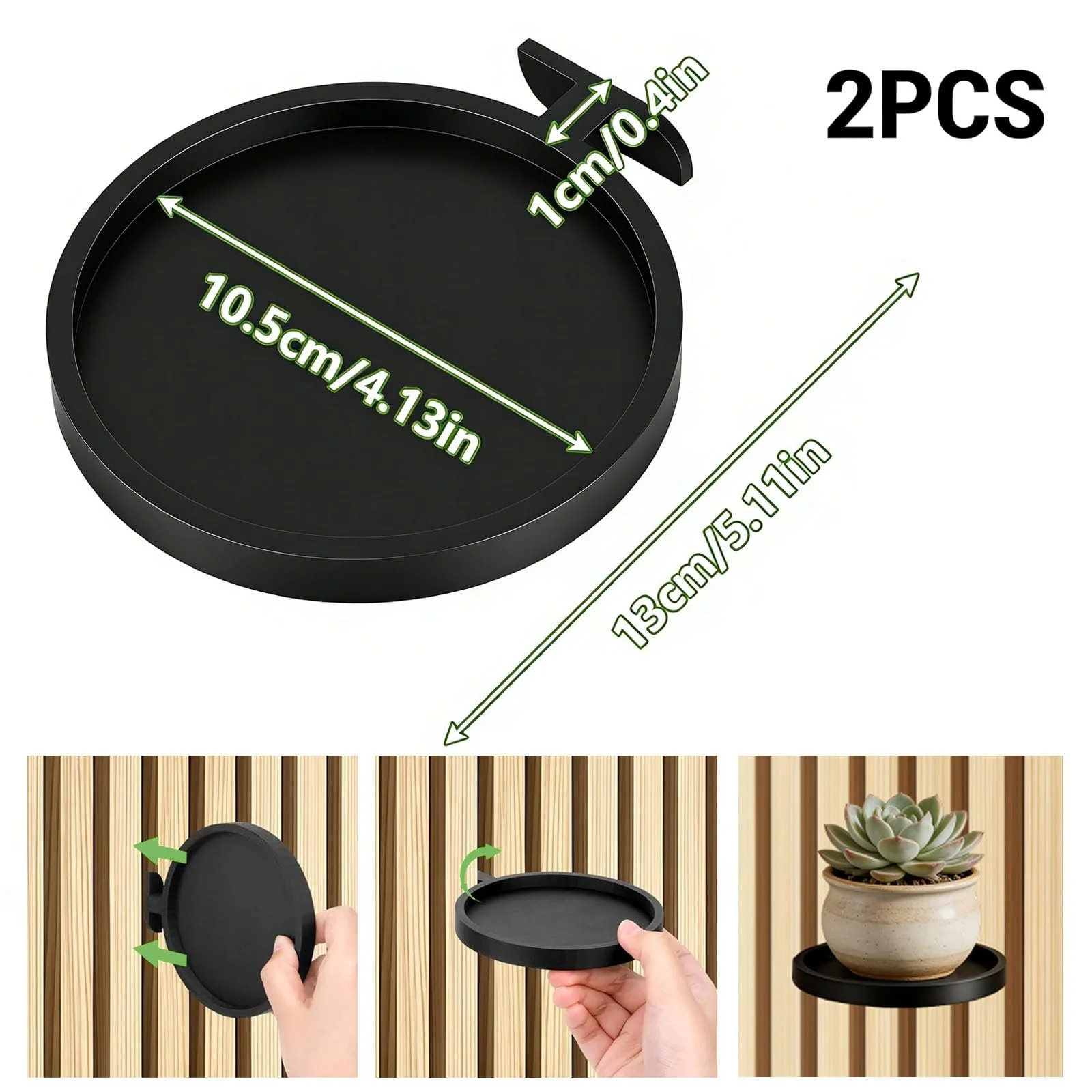 Тримачі для рослин для акустичних панелей набір 2 шт чорні, фото №2 Тримачі для рослин для акустичних панелей набір 2 шт чорні, фото №2