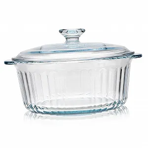 Форма для запікання кругла скляна з кришкою для духовки боросилікатне скло - Фото 1