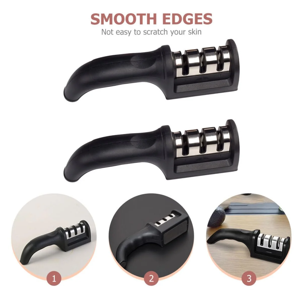 Ручная точилка для ножей Toyvian 2 штуки из алмазной стали компактная черная, фото №7