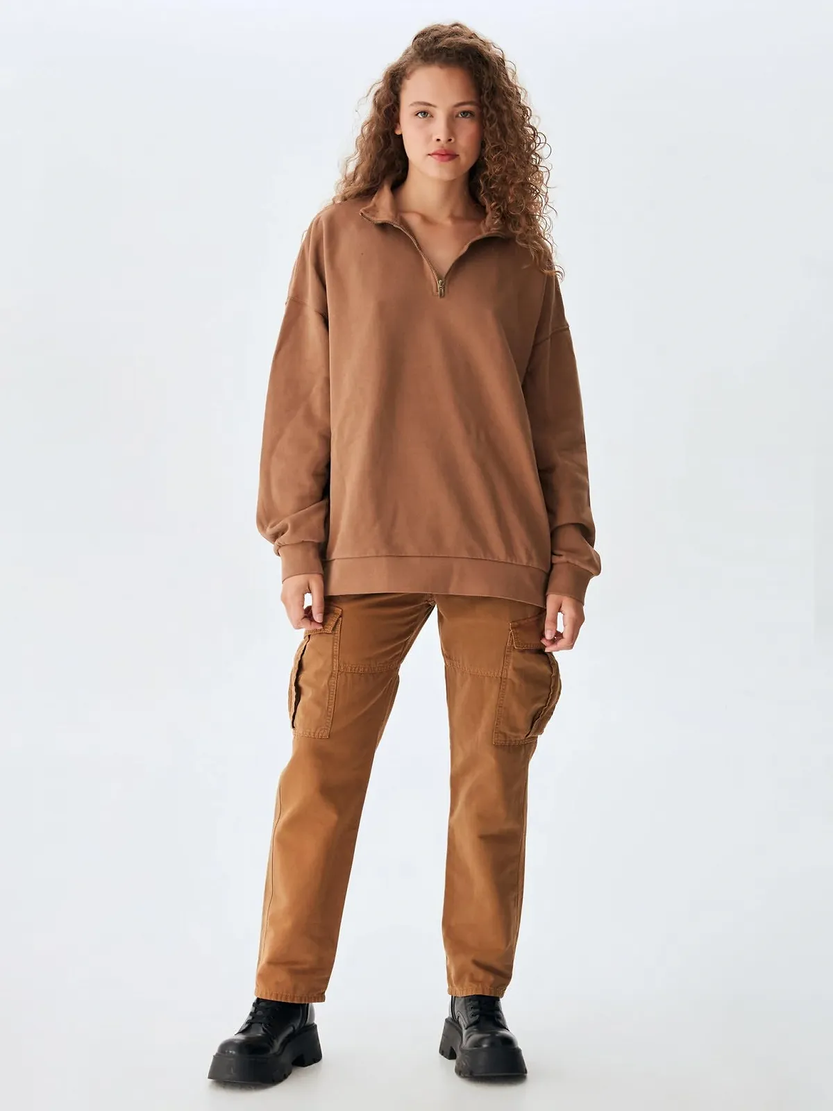 Свитшот LTB Jeans Bonoho Relaxed Хлопок на молнии Коричневый Размер L, фото №2