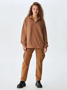 Свитшот LTB Jeans Bonoho Relaxed Хлопок на молнии Коричневый Размер M synthetic.ua - Фото 1