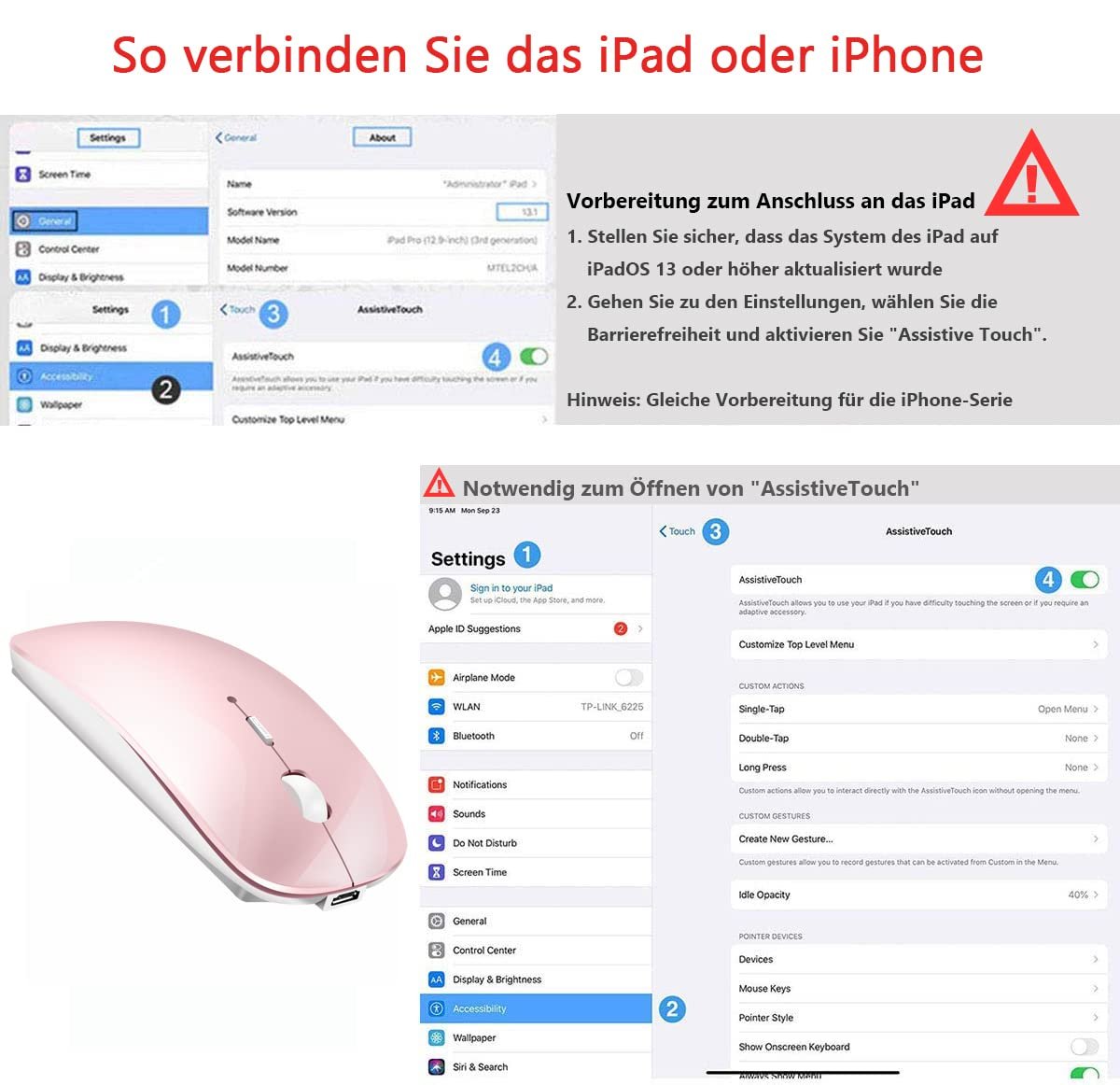 Мышь LEAPEST Беспроводная Bluetooth Розовая, фото №5
