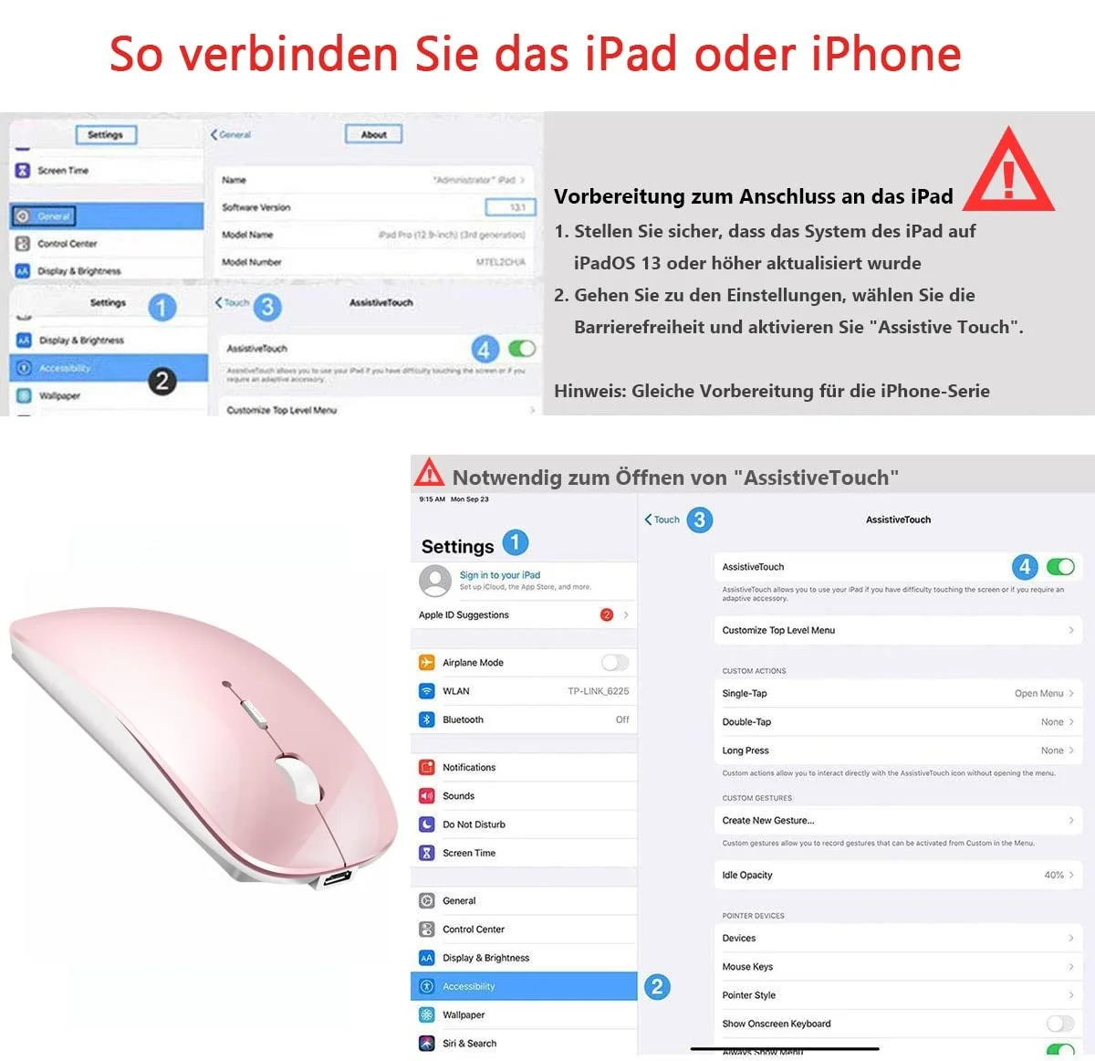 Миша LEAPEST Бездротова Bluetooth Рожева, фото №5