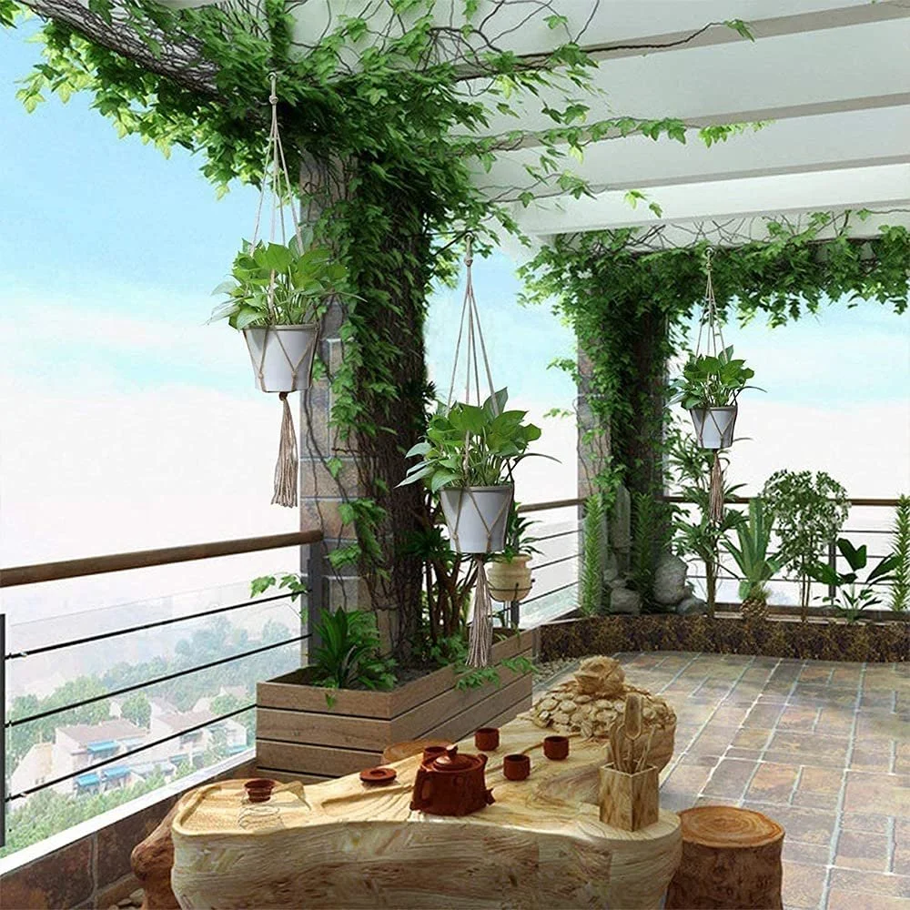 Подвес для растений MEISHANG макраме набор 6 шт хлопковая веревка декоративный, фото №3