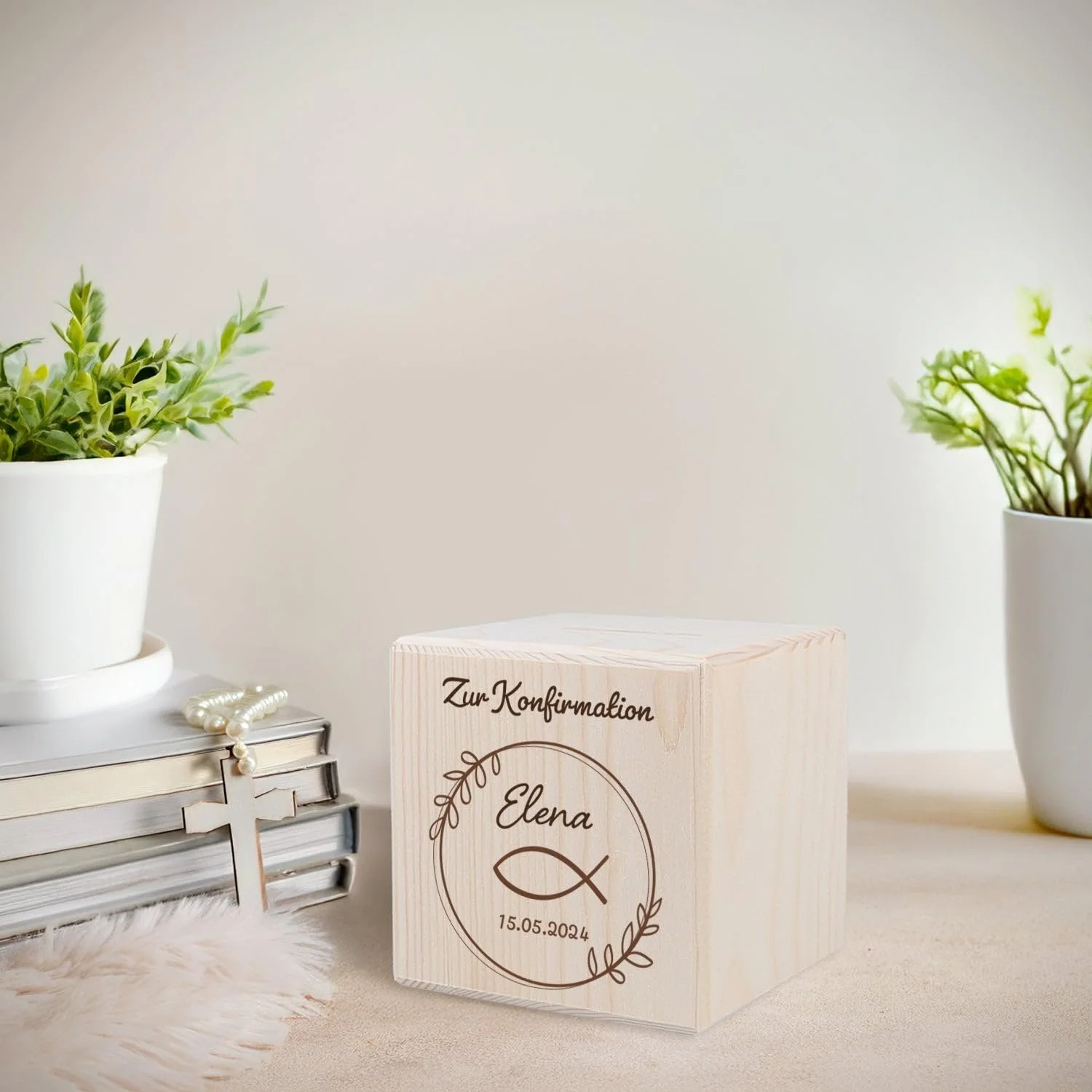 Скарбничка GRAVURZEILE Bedruckte Spardose Fisch Kranz, фото №2