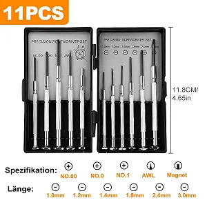 Набір прецизійних міні-викруток 11 в 1 для годинників та окулярів synthetic.ua - Фото 1