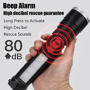 Ліхтар POCKETMAN LED Super Bright, 5 режимів, водонепроникний, нековзкий, з масштабуванням, перезаряджуваний, з сигналізацією, підходить для дослідження, кемпінгу, нічної їзди, скелелазіння тощо synthetic.ua - Фото 1