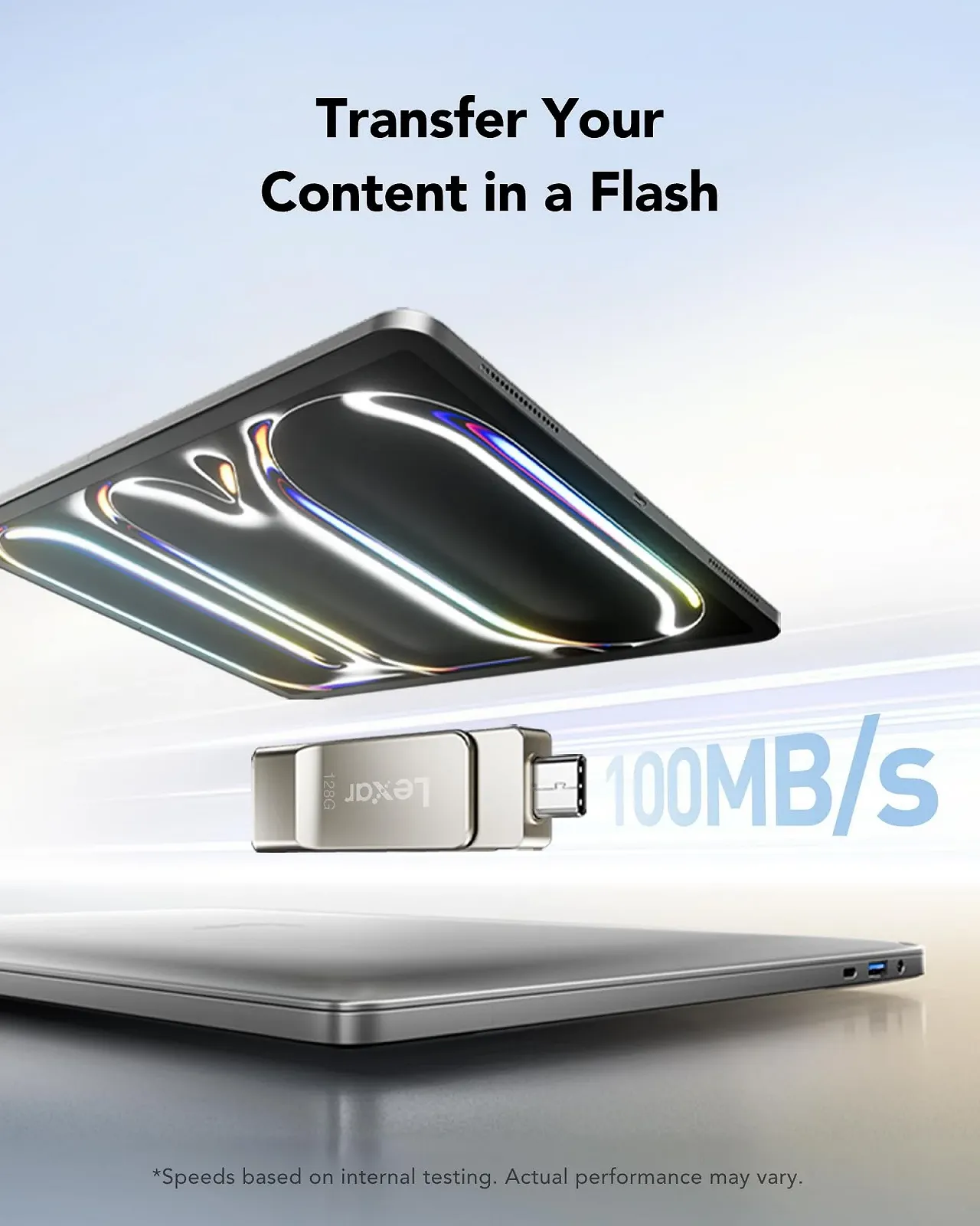 USB-флеш-накопичувач Lexar JumpDrive D40E 128GB USB 3.2 Gen 1 Type-C Dual Drive Металевий корпус Поворотний дизайн Silver Champagne, фото №5 USB-флеш-накопичувач Lexar JumpDrive D40E 128GB USB 3.2 Gen 1 Type-C Dual Drive Металевий корпус Поворотний дизайн Silver Champagne, фото №5