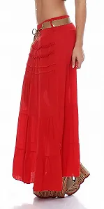 Юбка-макси Malito из хлопка с элегантным вязаным узором и поясом из искусственной кожи - длинная юбка-макси с широким поясом - легкая летняя юбка 1116 (One Size UK 6-12) synthetic.ua - Фото 1