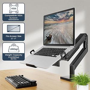 Универсальное крепление для ноутбука 12-17 дюймов - VESA адаптер для VESA 75 x 75/100 x 100 мм - Держатель для ноутбука с вентиляцией Совместим с кронштейнами для монитора synthetic.ua - Фото 1