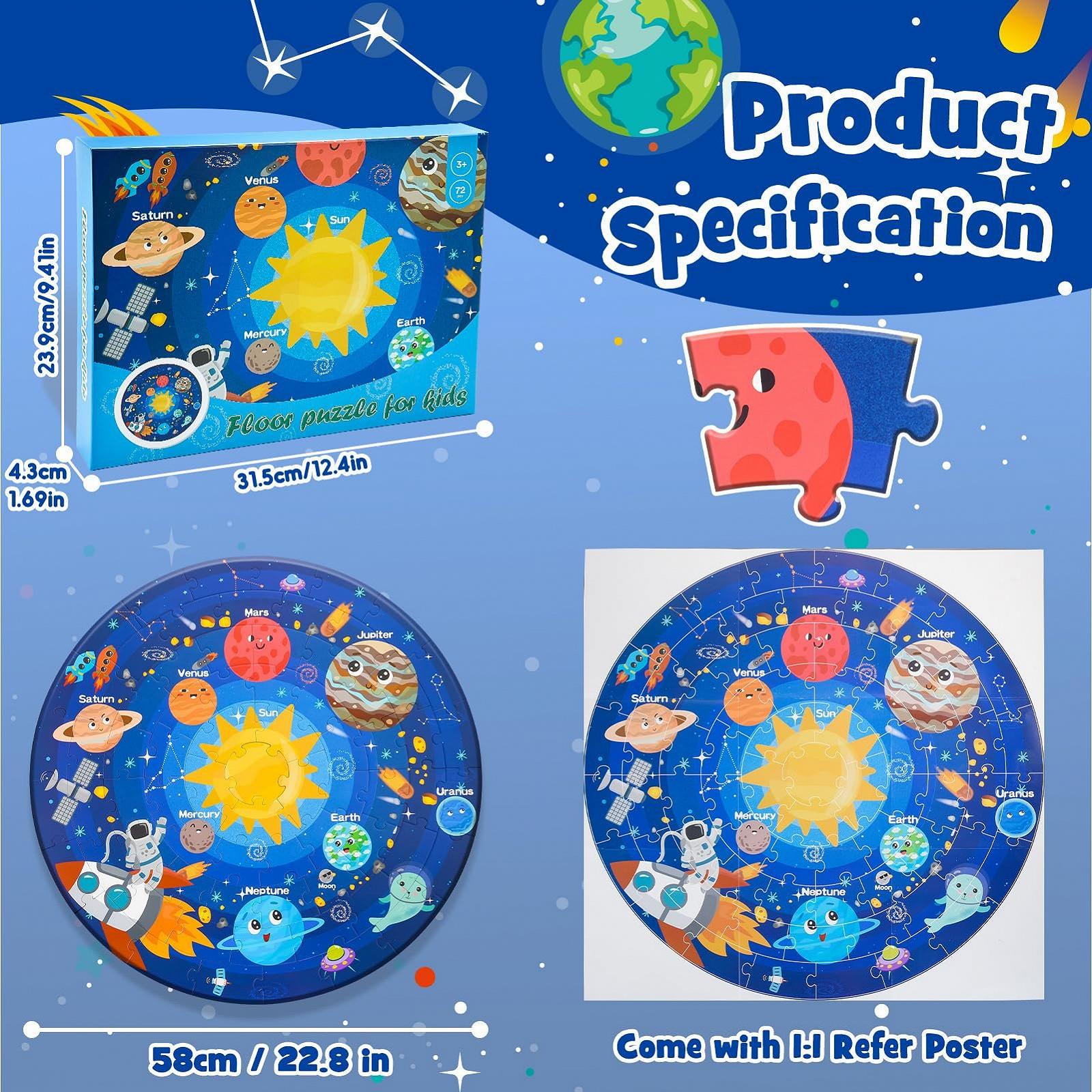 Пазл Planets Round Solar System підлоговий 72 елементи для дітей 3-8 років, фото №6