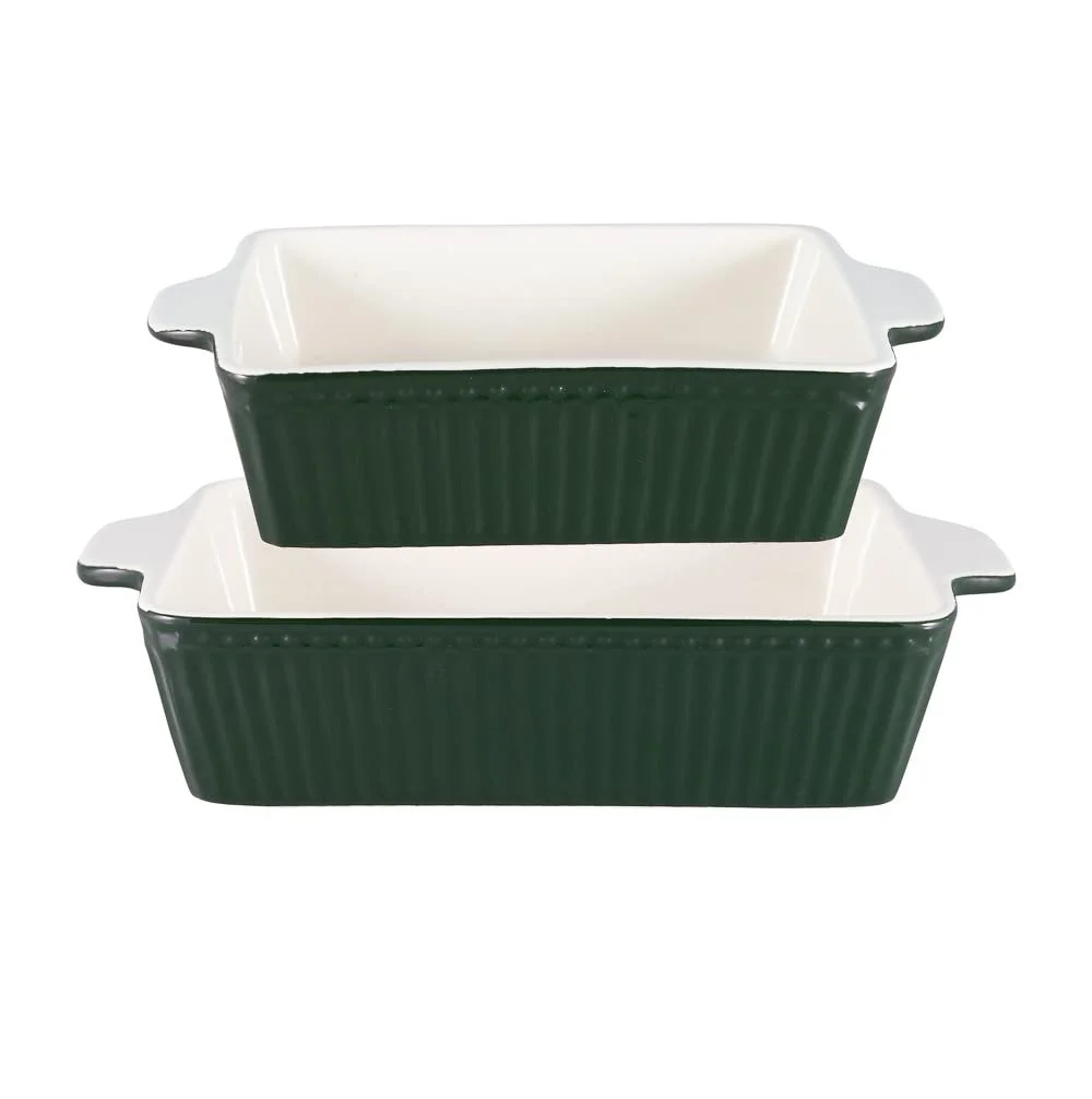 Набор форм для запекания GreenGate Alice прямоугольные керамические 2 предмета Pinewood Green, фото №1