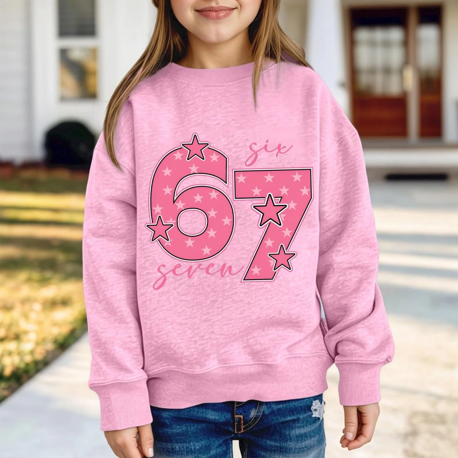 Світшот для дівчинки з круглим вирізом, фото №3